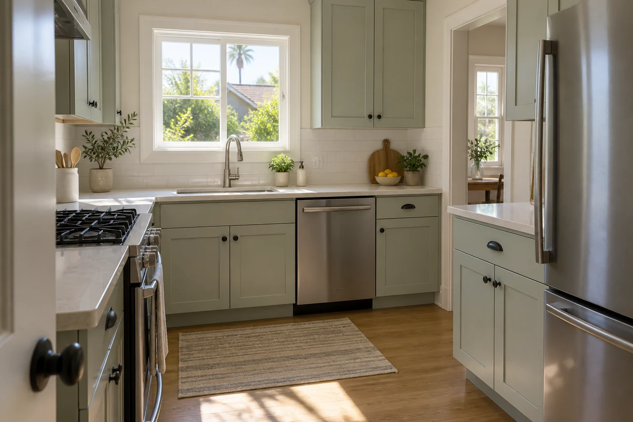 Spotless bungalow kitchen after deep cleaning